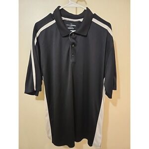 Grand Slam Black Polo Shirt White Striped Short Sleeve Performance Mens Size XLT